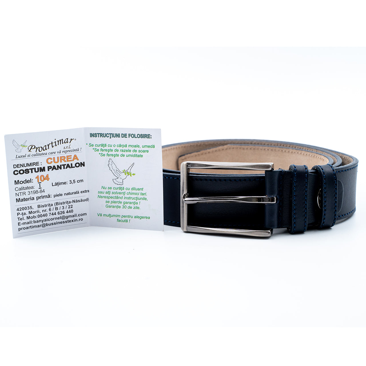 Curea de Bărbați din Piele Naturală de Vițel Superioară 3.5CM – Marochinărie Premium și Croială Arhitecturală