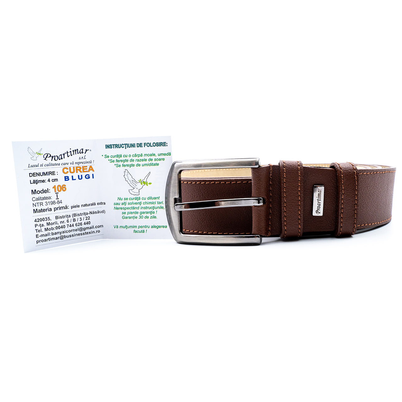 Curea de Bărbați pentru Blugi din Piele Naturală 4 CM– Structură Dual-Layer și Autenticitate Casual