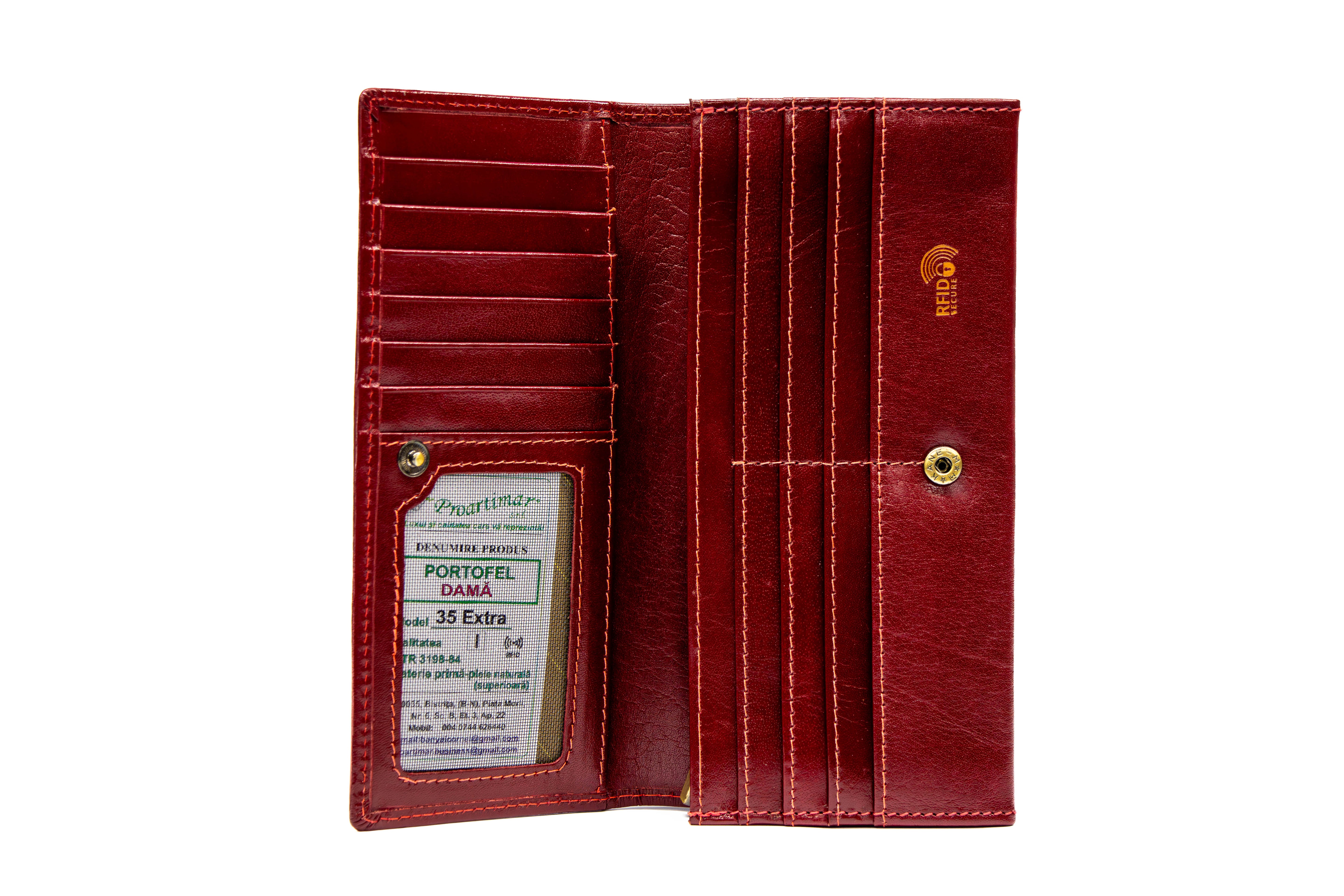 Portofel Elegant de Damă din Piele Naturala tratata Analin Lux și Eleganta Protectie RFID