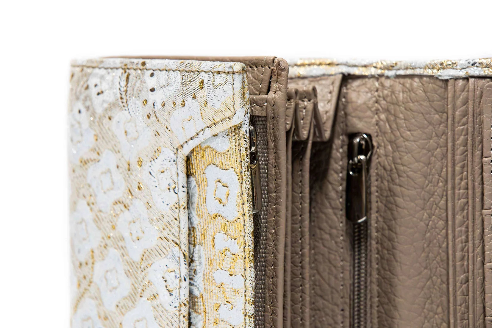 Portofel dama din piele naturala de vitel cu imprimeu floral