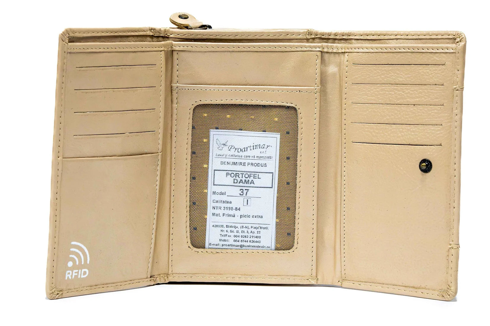 Portofel dama din piele naturala de vitel cu protectie RFID CERES