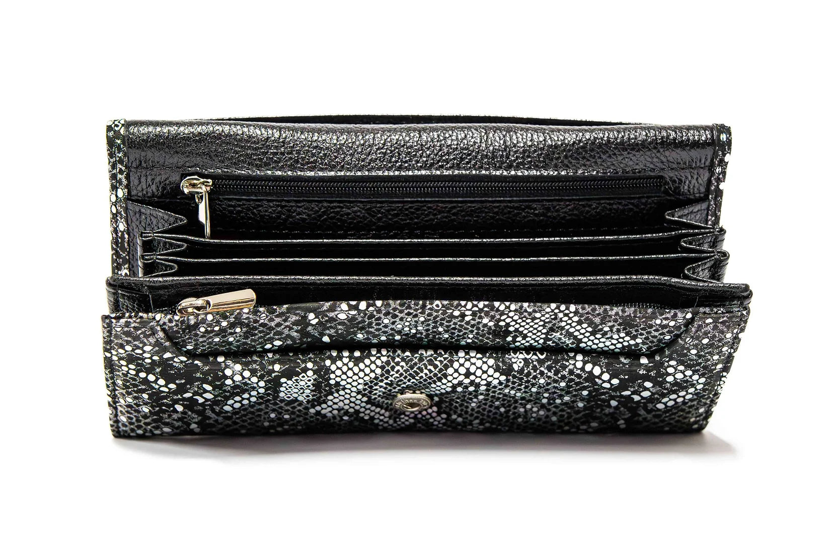 Portofel dama din piele naturala de vitel cu imprimeu