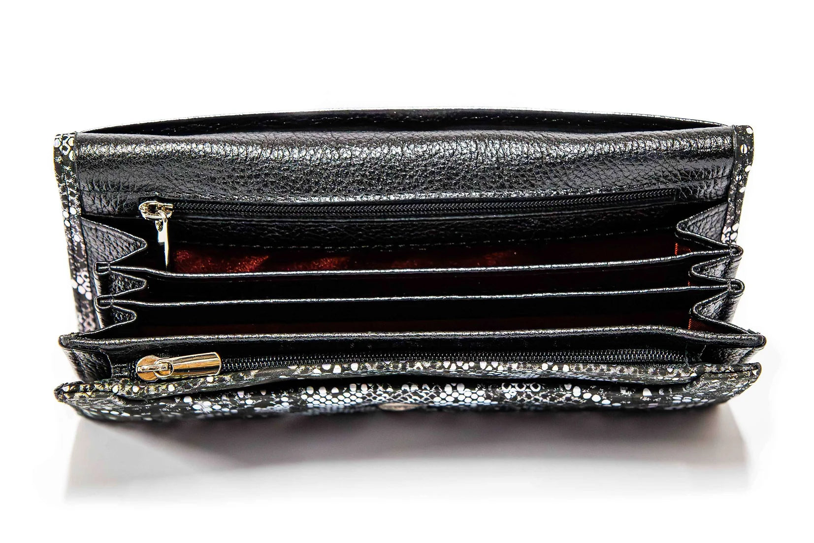 Portofel dama din piele naturala de vitel cu imprimeu