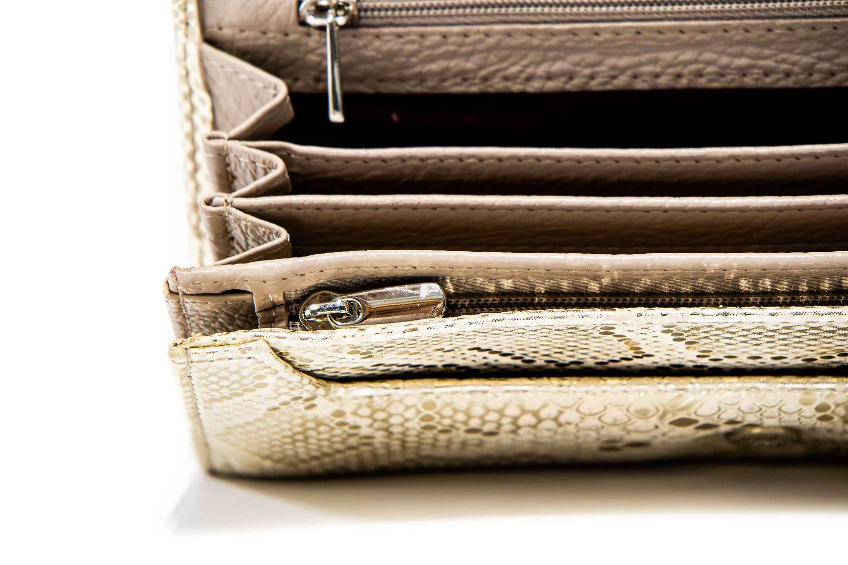 Portofel dama din piele naturala de vitel cu imprimeu Luna