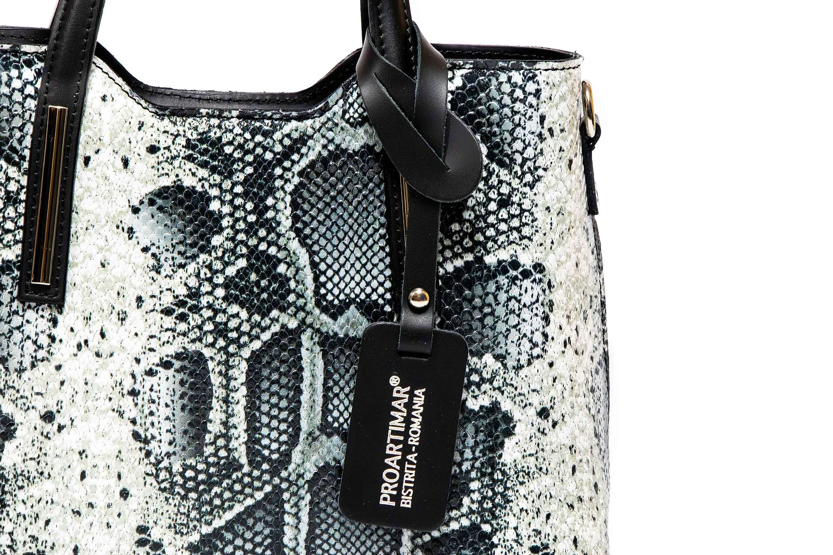 Geanta dama eleganta din piele naturala de vitel imprimeu PYTHON