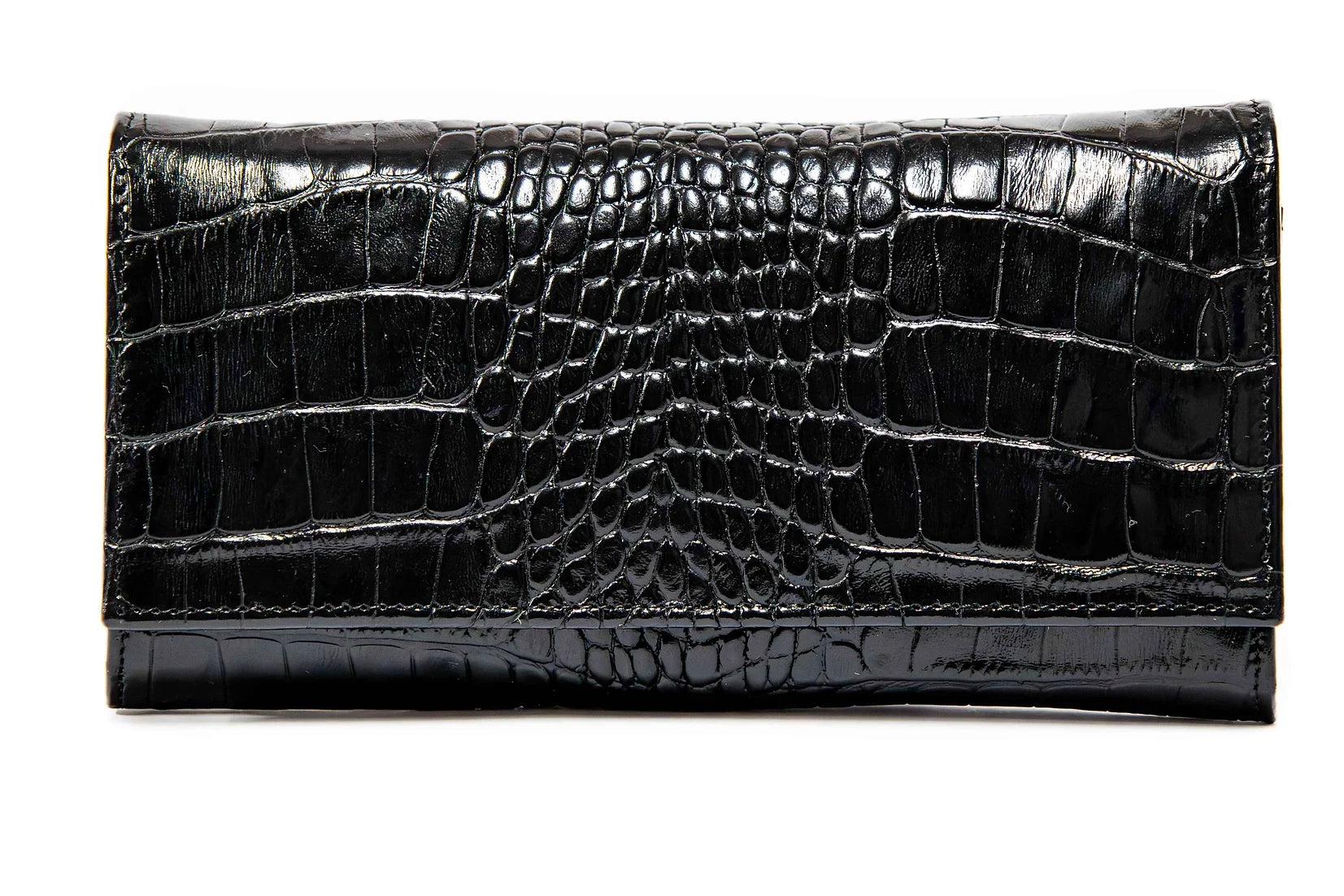 Portofel dama din piele naturala de vitel cu imprimeu Croco