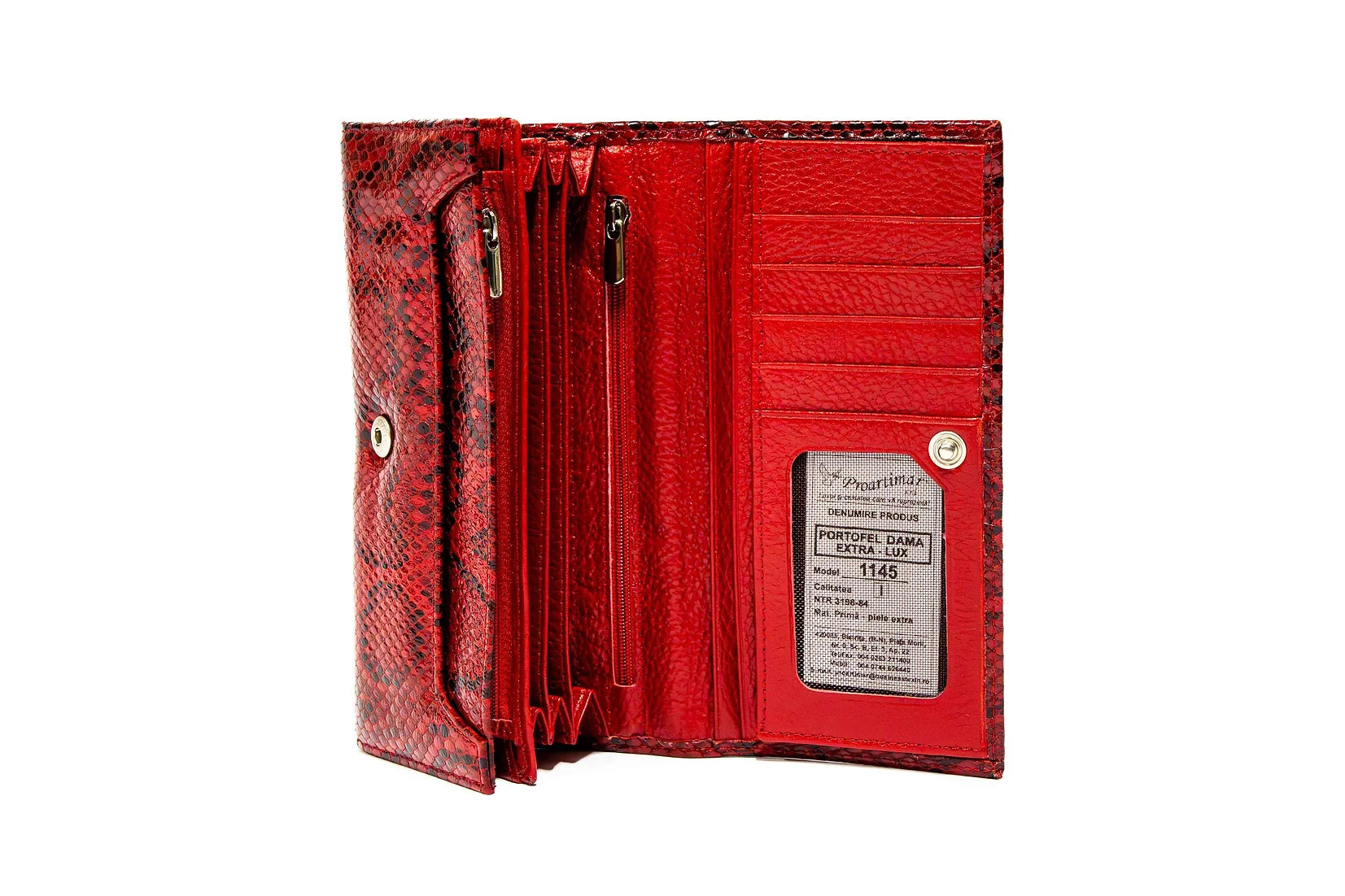 Portofel dama din piele naturala de vitel cu imprimeu Meduza