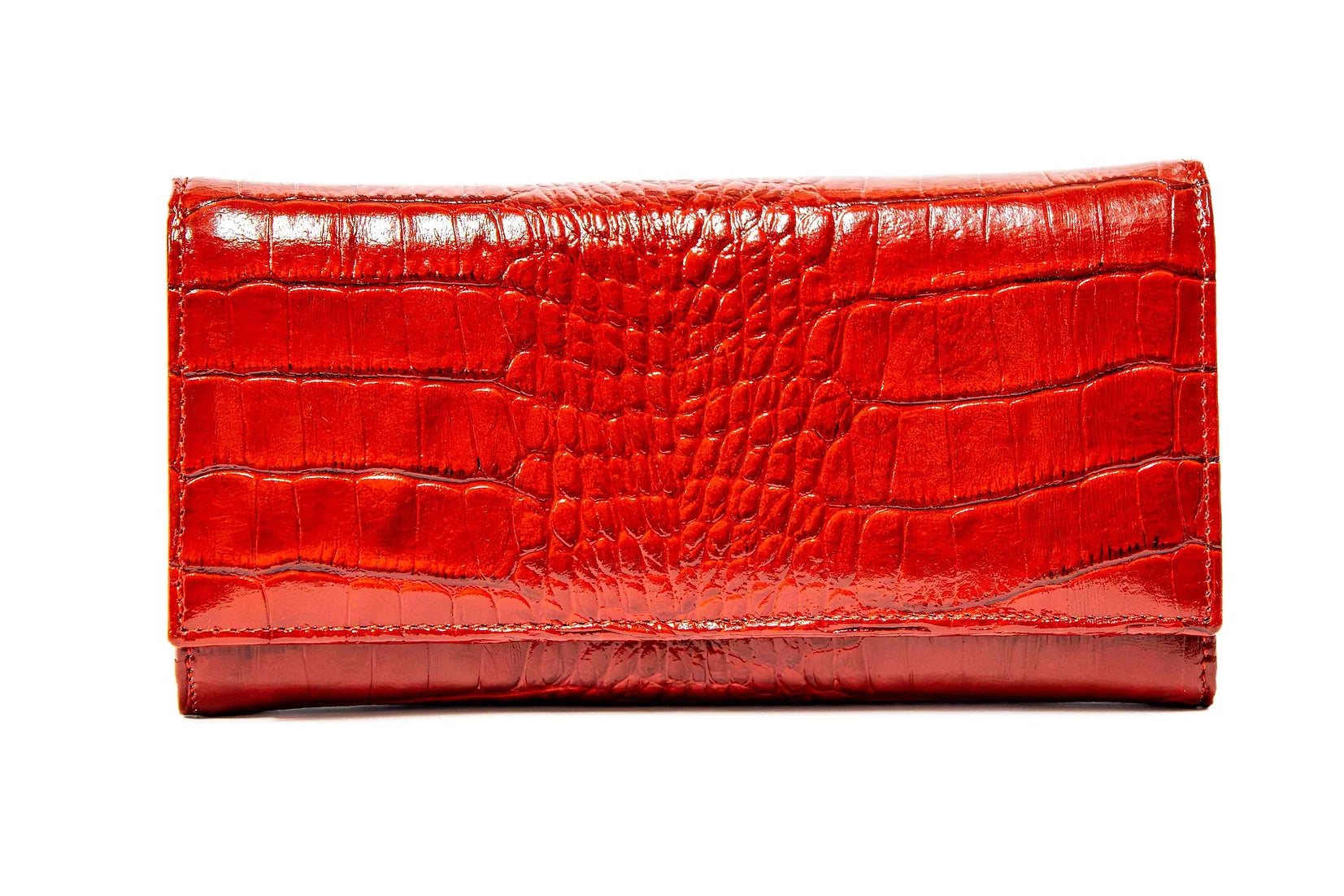 Portofel dama din piele naturala de vitel cu imprimeu Croco