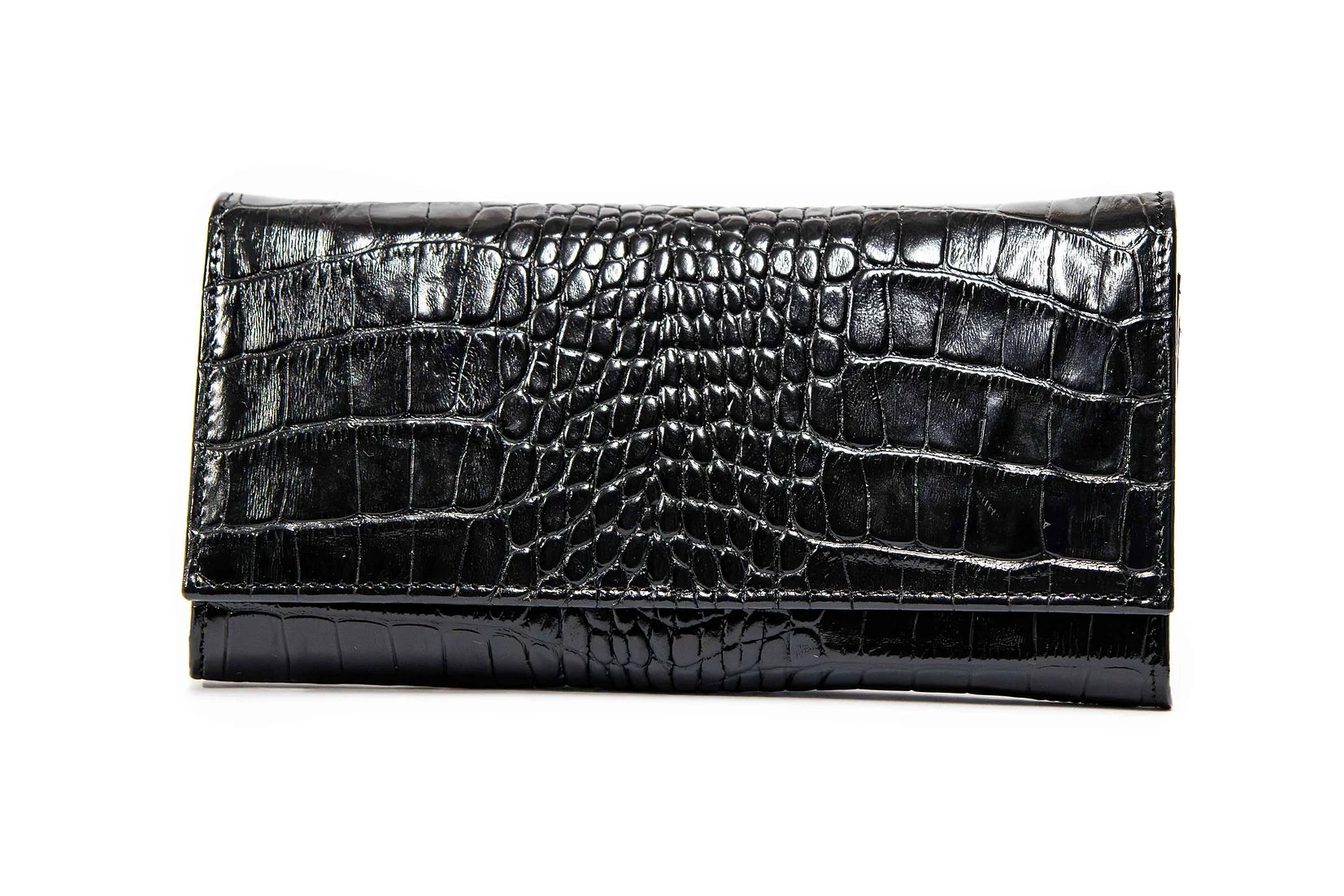 Portofel dama din piele naturala de vitel cu imprimeu Croco