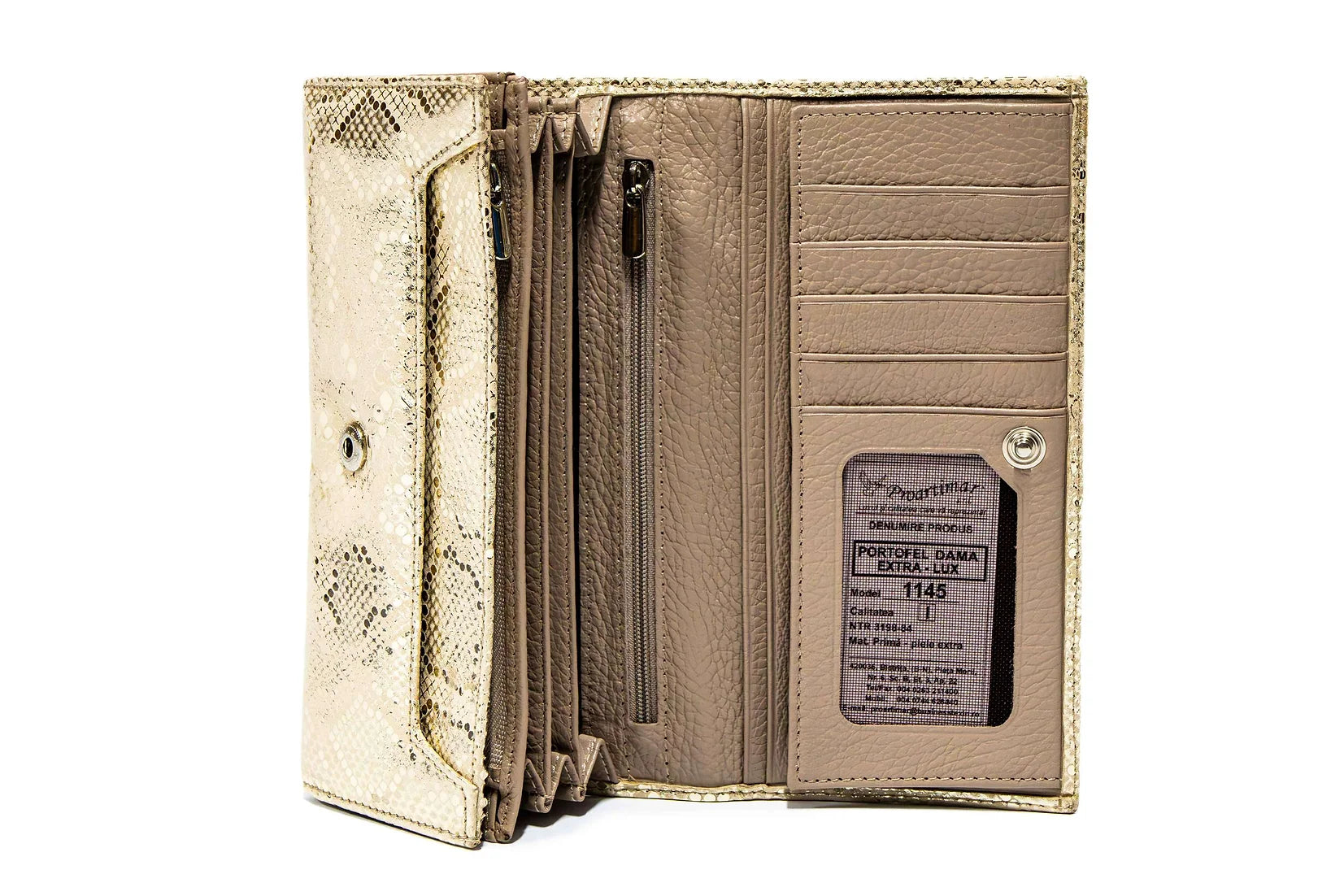 Portofel dama din piele naturala de vitel cu imprimeu Luna