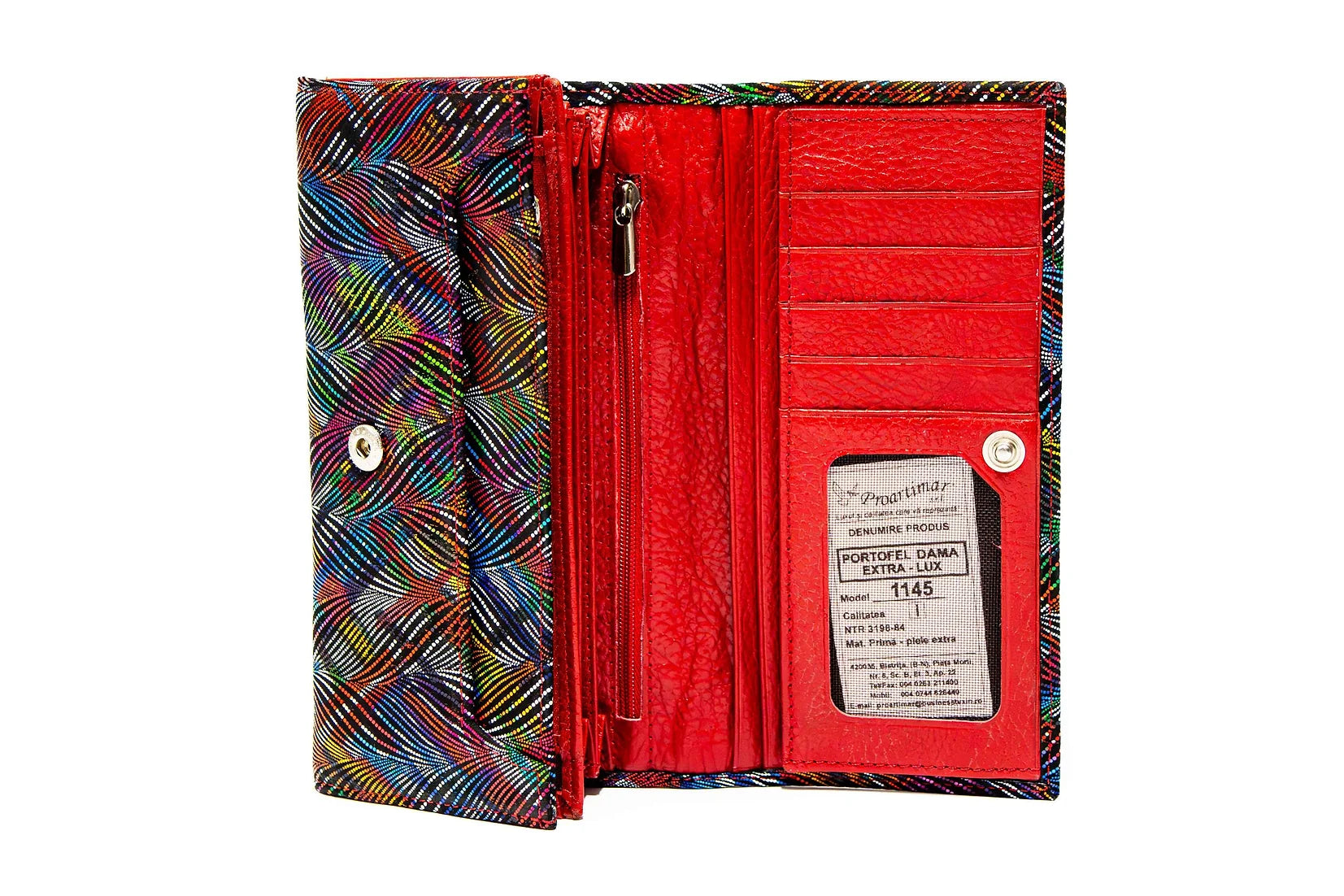 Portofel dama din piele naturala de vitel cu imprimeu Seraphina