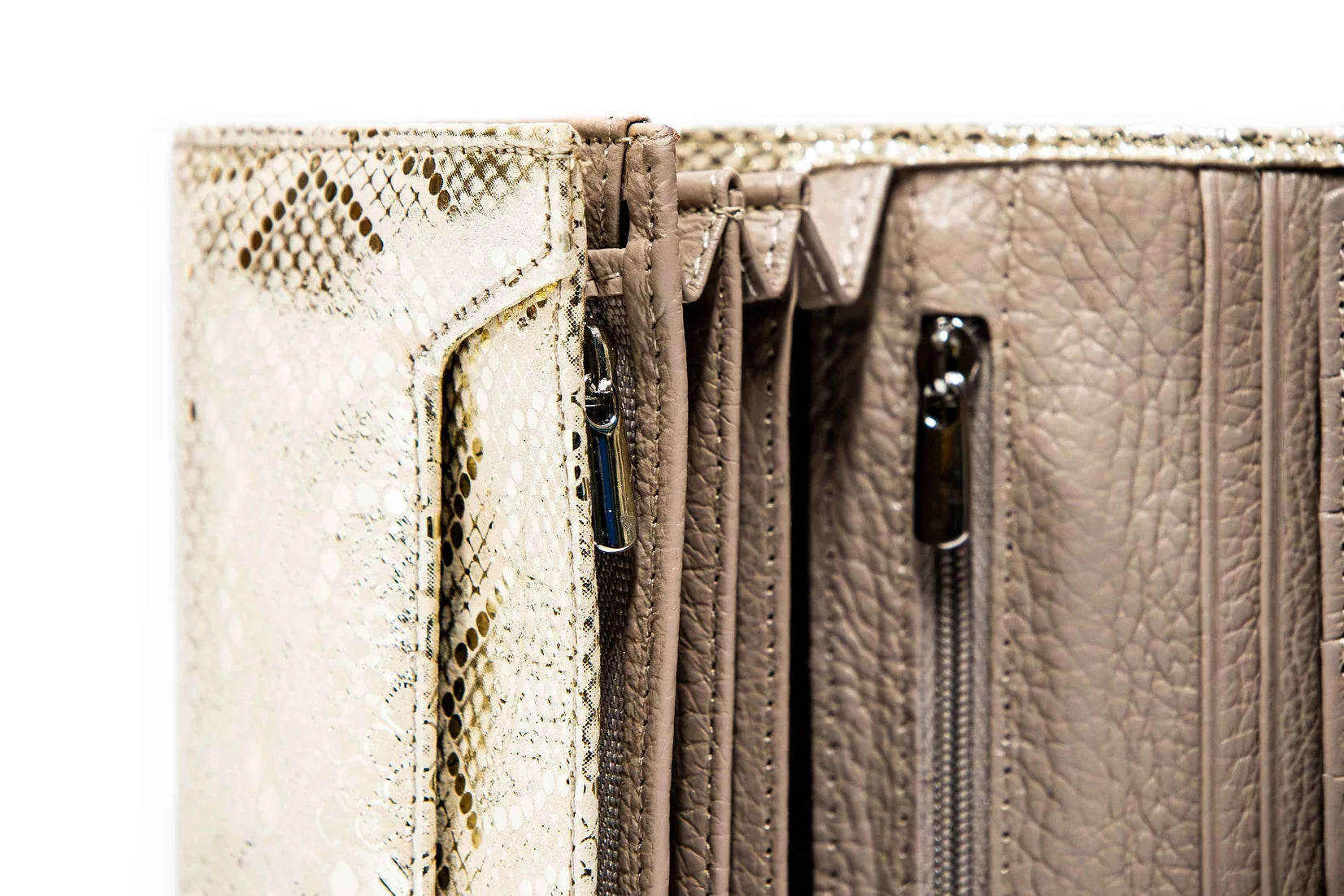 Portofel dama din piele naturala de vitel cu imprimeu Luna