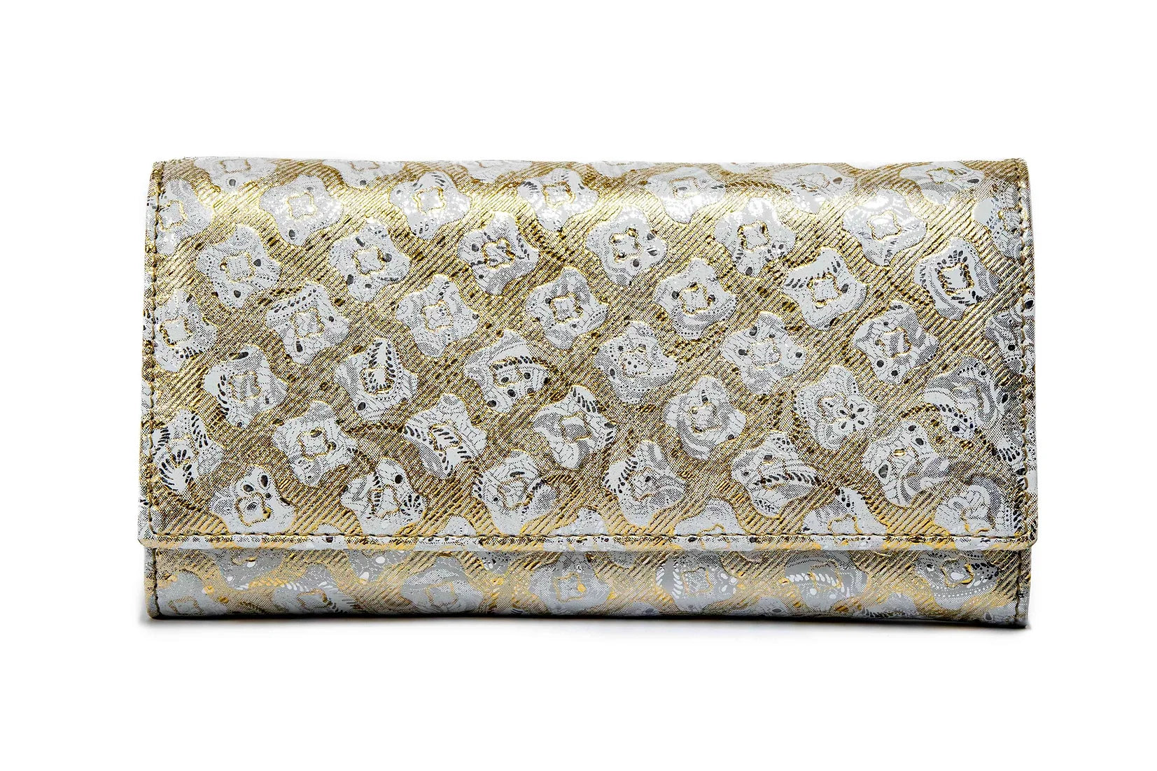 Portofel dama din piele naturala de vitel cu imprimeu floral