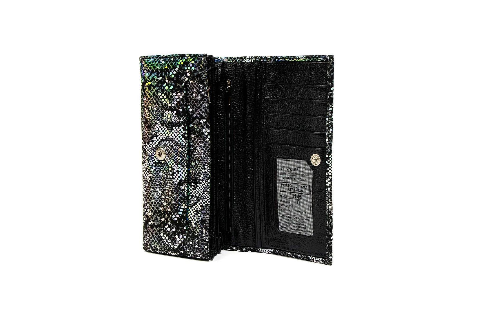 Portofel dama din piele naturala de vitel cu imprimeu