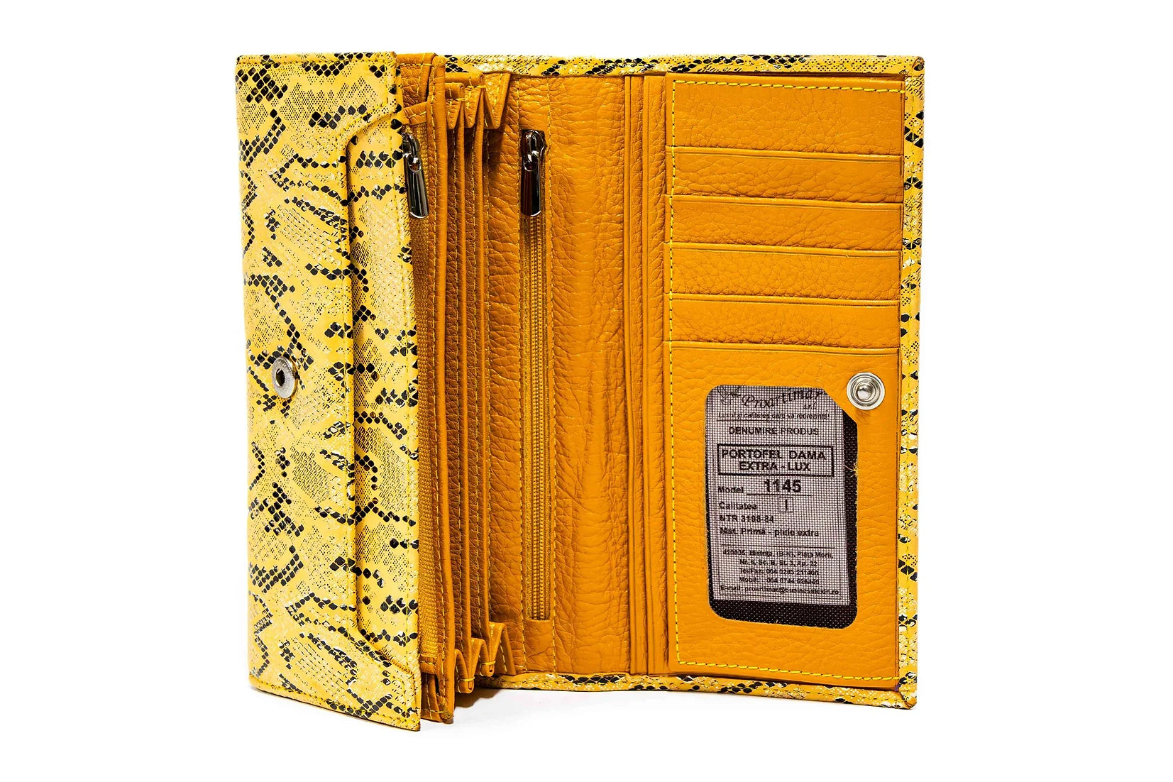 Portofel dama din piele naturala de vitel cu imprimeu Python