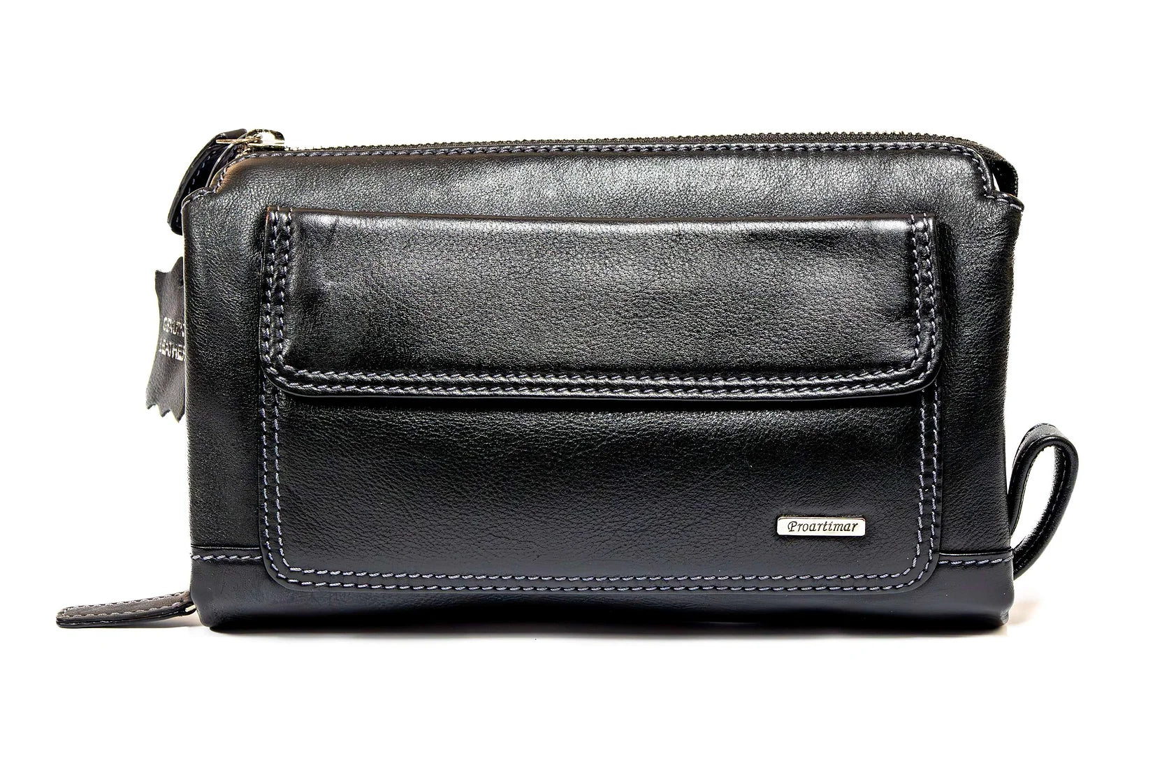 Borseta de mana barbati din piele naturala de vitel box superioara ,protectie RFID 10999