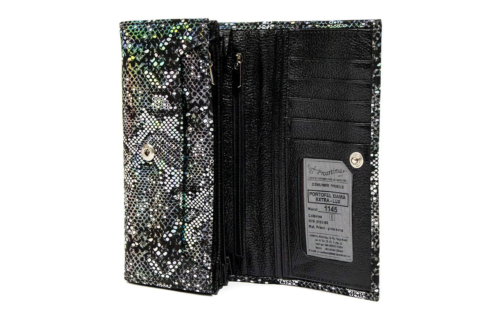 Portofel dama din piele naturala de vitel cu imprimeu