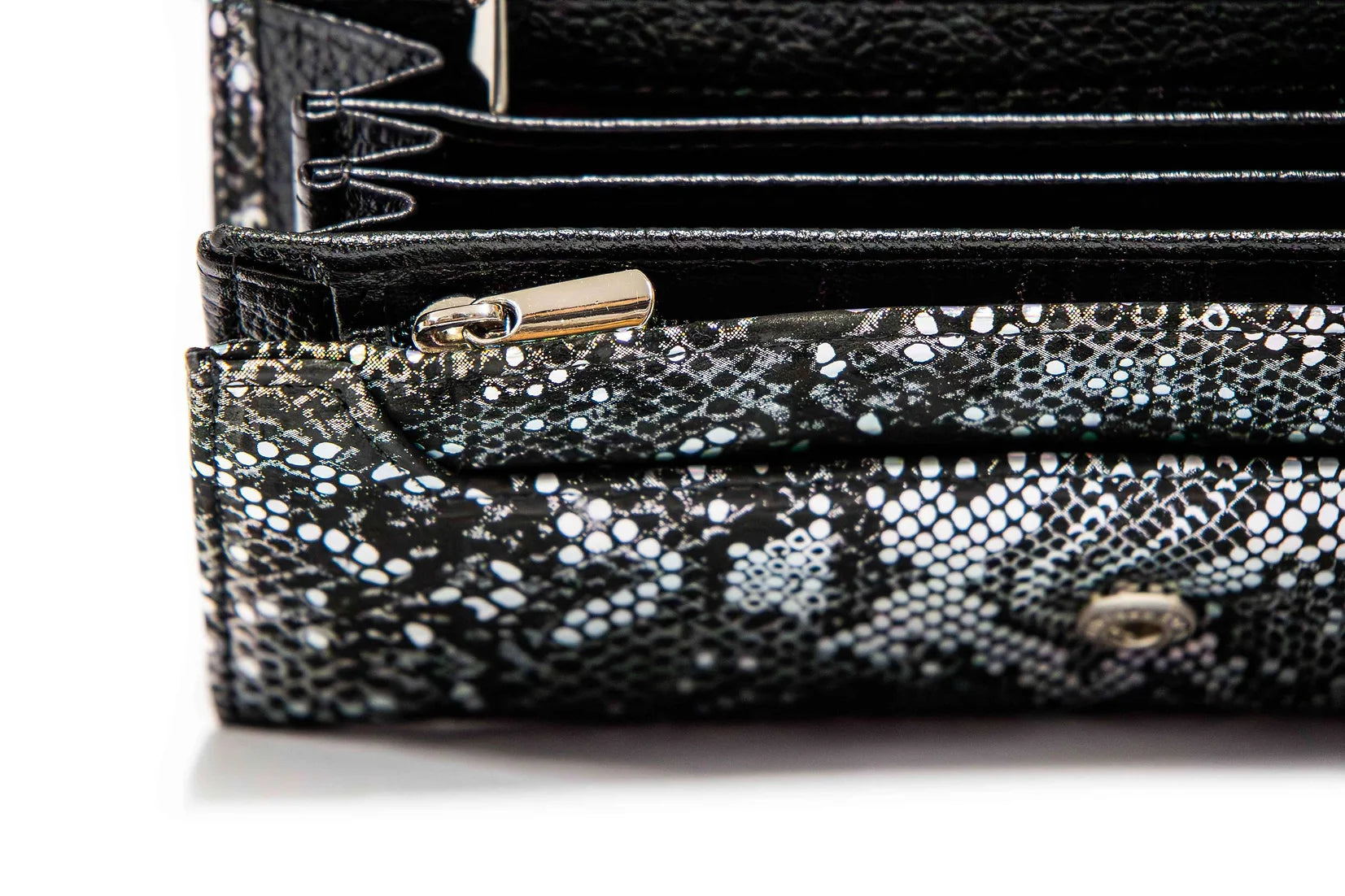 Portofel dama din piele naturala de vitel cu imprimeu