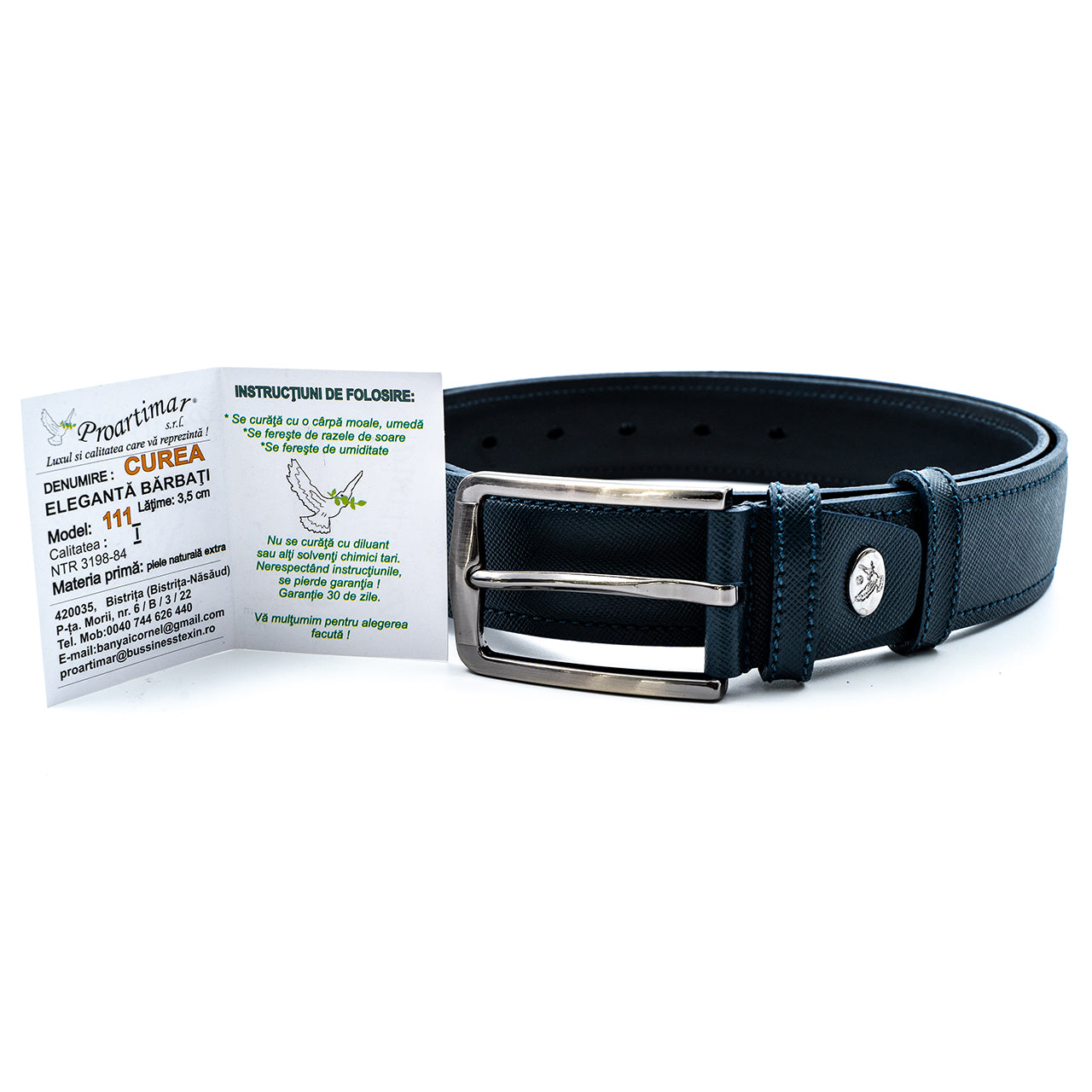 Curea de Bărbați Multi-Strat din Piele Naturală Saffiano 3.5 CM– Arhitectură Premium și Rafinament Italian