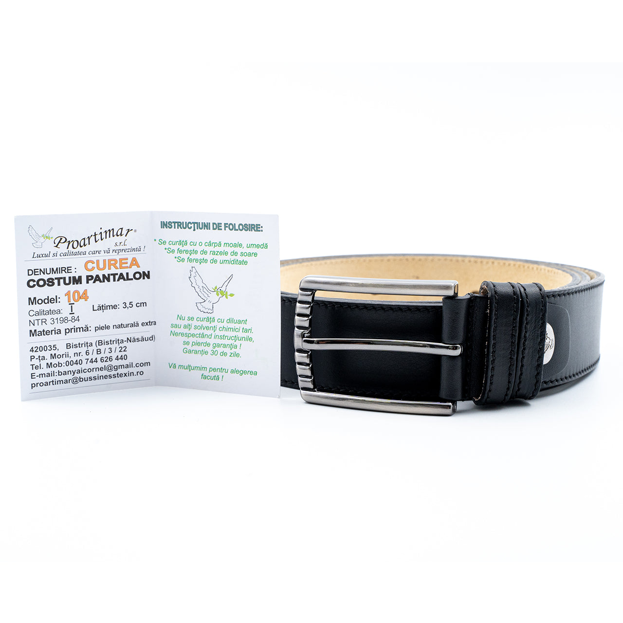 Curea de Bărbați  din Piele Naturală de Vițel Superioară 3.5CM – Marochinărie Premium și Croială Arhitecturală